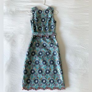 Manoush Turquoise Red Gold Sequin Cocktail Dress